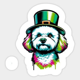 Bichon Frise Delights in Saint Patrick's Day Festivities Sticker